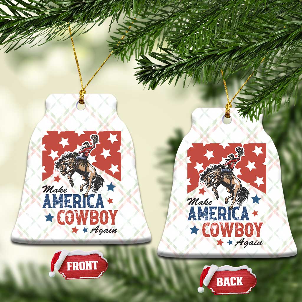 Make America Cowboy Again Patriotic Western Ceramic Ornament Bucking Bronco Star Spangled USA Flag Inspired Country