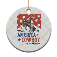 Make America Cowboy Again Patriotic Western Ceramic Ornament Bucking Bronco Star Spangled USA Flag Inspired Country