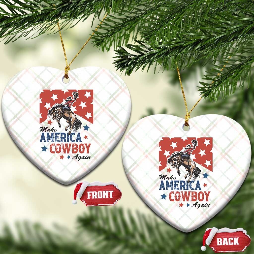 Make America Cowboy Again Patriotic Western Ceramic Ornament Bucking Bronco Star Spangled USA Flag Inspired Country