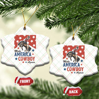 Make America Cowboy Again Patriotic Western Ceramic Ornament Bucking Bronco Star Spangled USA Flag Inspired Country