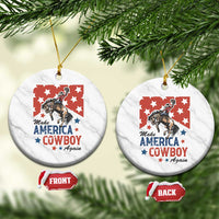 Make America Cowboy Again Patriotic Western Ceramic Ornament Bucking Bronco Star Spangled USA Flag Inspired Country