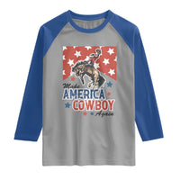 Make America Cowboy Again Patriotic Western Raglan Shirt Bucking Bronco Star Spangled USA Flag Inspired Country