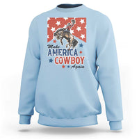 Make America Cowboy Again Patriotic Western Sweatshirt Bucking Bronco Star Spangled USA Flag Inspired Country
