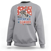 Make America Cowboy Again Patriotic Western Sweatshirt Bucking Bronco Star Spangled USA Flag Inspired Country