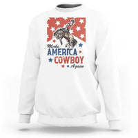 Make America Cowboy Again Patriotic Western Sweatshirt Bucking Bronco Star Spangled USA Flag Inspired Country