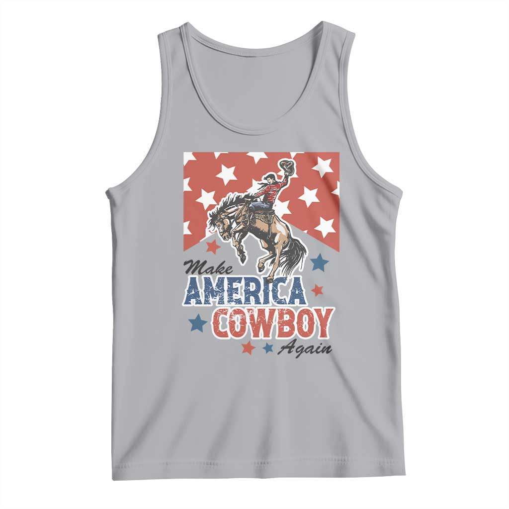 Make America Cowboy Again Patriotic Western Tank Top Bucking Bronco Star Spangled USA Flag Inspired Country