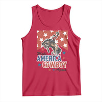Make America Cowboy Again Patriotic Western Tank Top Bucking Bronco Star Spangled USA Flag Inspired Country