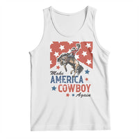Make America Cowboy Again Patriotic Western Tank Top Bucking Bronco Star Spangled USA Flag Inspired Country