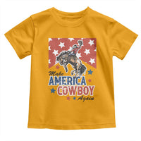 Make America Cowboy Again Patriotic Western Toddler T Shirt Bucking Bronco Star Spangled USA Flag Inspired Country
