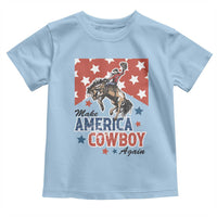 Make America Cowboy Again Patriotic Western Toddler T Shirt Bucking Bronco Star Spangled USA Flag Inspired Country