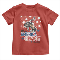 Make America Cowboy Again Patriotic Western Toddler T Shirt Bucking Bronco Star Spangled USA Flag Inspired Country