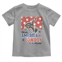 Make America Cowboy Again Patriotic Western Toddler T Shirt Bucking Bronco Star Spangled USA Flag Inspired Country