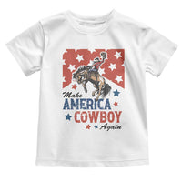 Make America Cowboy Again Patriotic Western Toddler T Shirt Bucking Bronco Star Spangled USA Flag Inspired Country