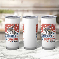 Make America Cowboy Again Patriotic Western Tumbler Cup Bucking Bronco Star Spangled USA Flag Inspired Country