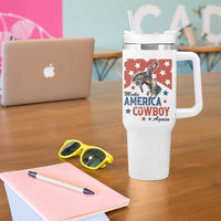 Make America Cowboy Again Patriotic Western Tumbler With Handle Bucking Bronco Star Spangled USA Flag Inspired Country