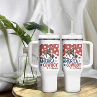 Make America Cowboy Again Patriotic Western Tumbler With Handle Bucking Bronco Star Spangled USA Flag Inspired Country