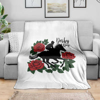 Vintage Jockey and Roses Horse Racing Graphic Throw Blanket Classic Derby Day Fan