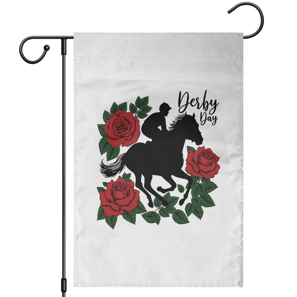 Vintage Jockey and Roses Horse Racing Graphic Garden Flag Classic Derby Day Fan