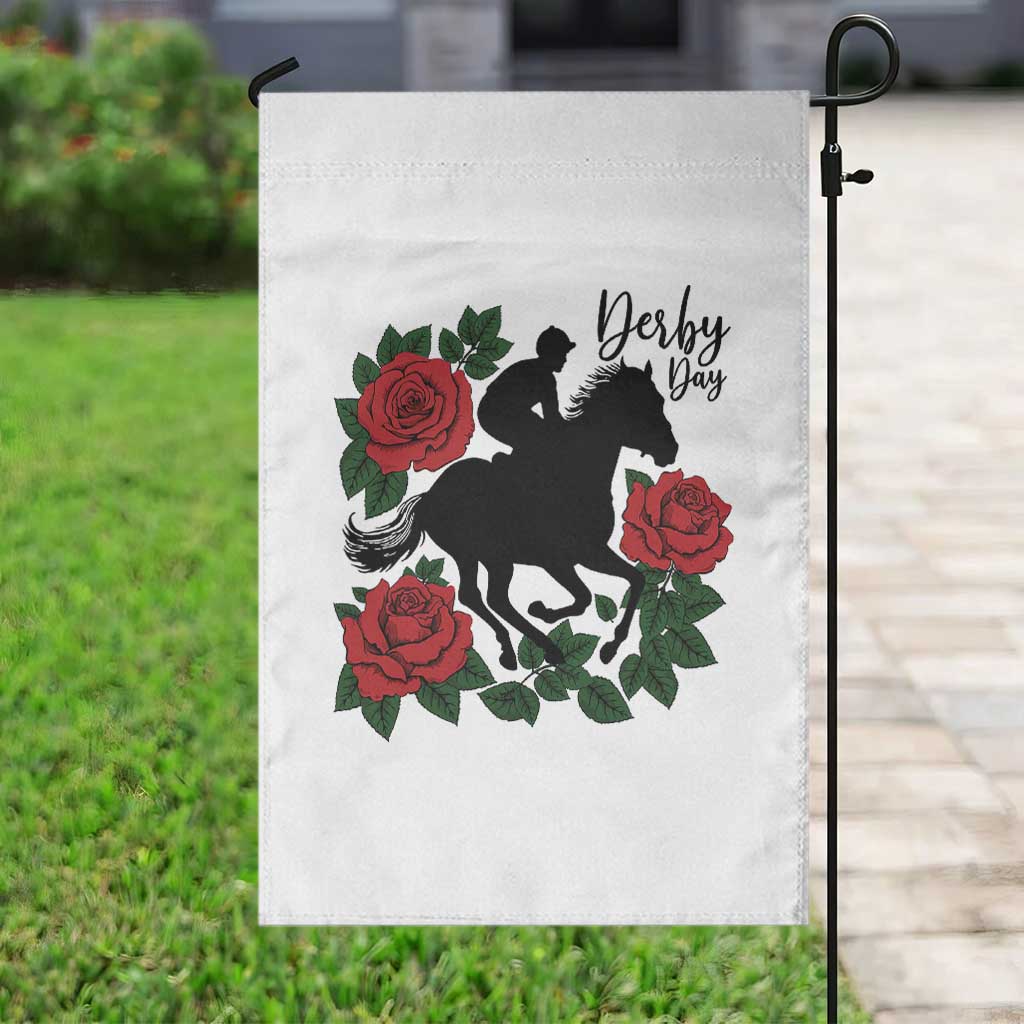 Vintage Jockey and Roses Horse Racing Graphic Garden Flag Classic Derby Day Fan