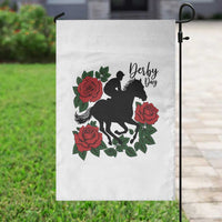 Vintage Jockey and Roses Horse Racing Graphic Garden Flag Classic Derby Day Fan