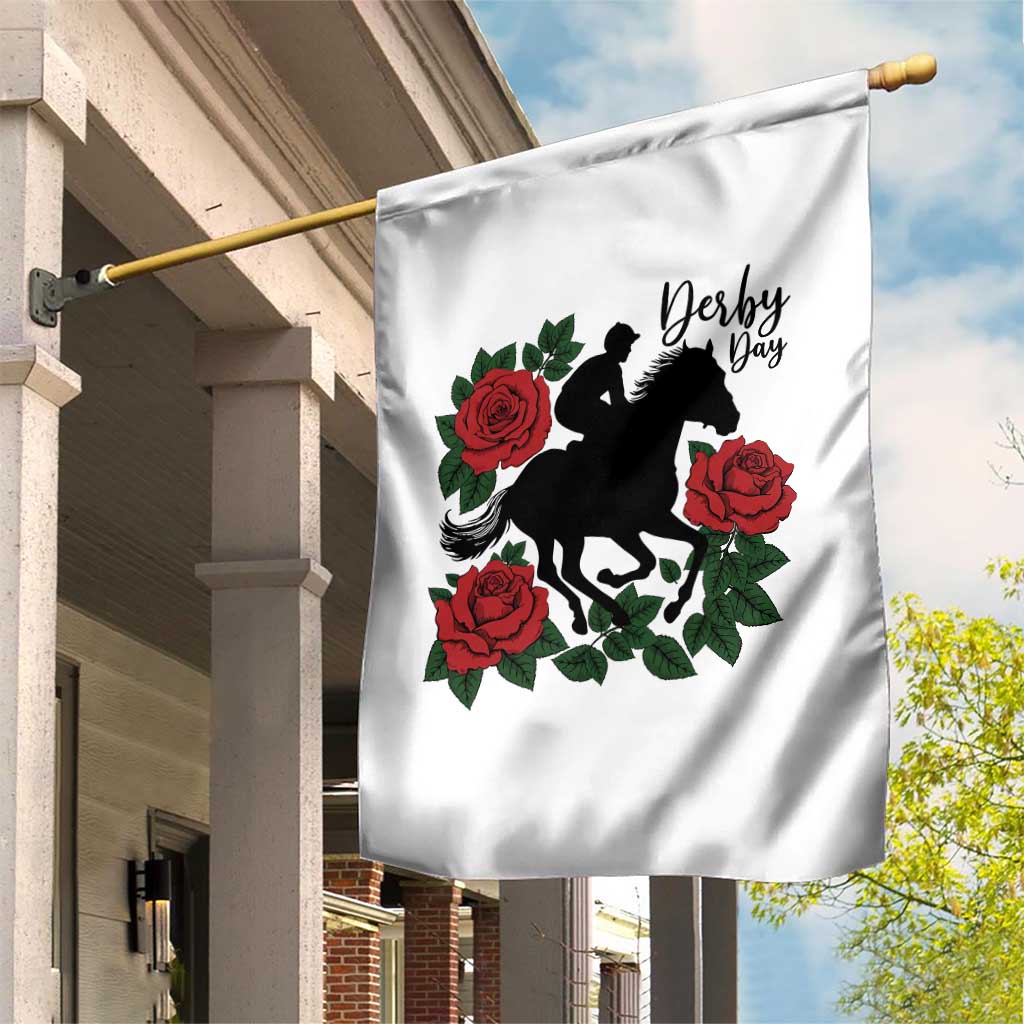 Vintage Jockey and Roses Horse Racing Graphic Garden Flag Classic Derby Day Fan