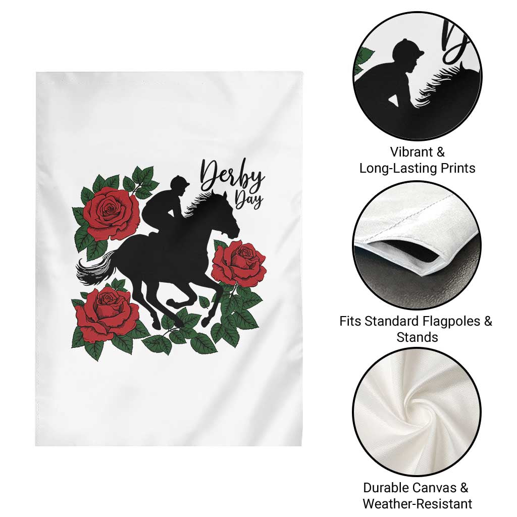 Vintage Jockey and Roses Horse Racing Graphic Garden Flag Classic Derby Day Fan