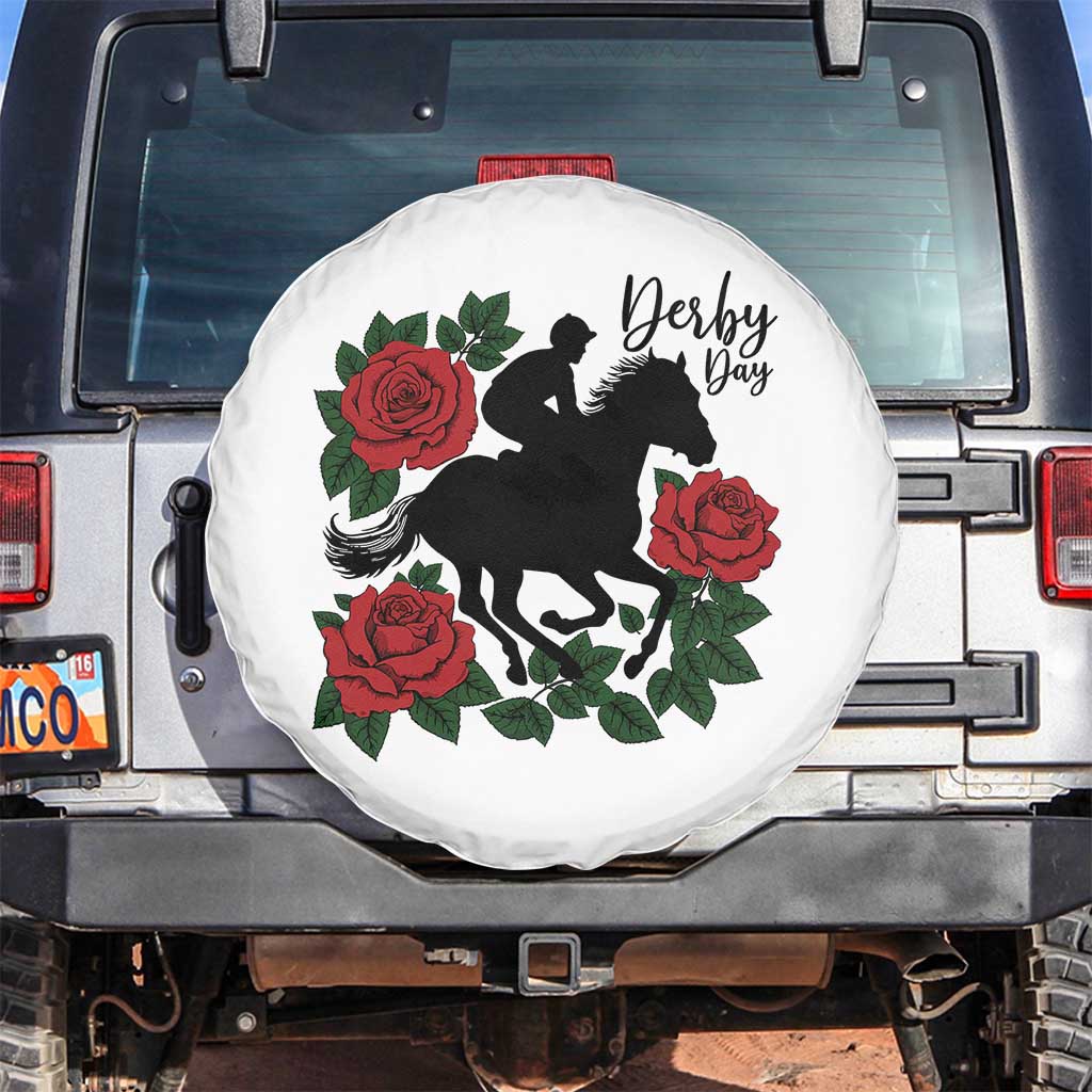 Vintage Jockey and Roses Horse Racing Graphic Spare Tire Cover Classic Derby Day Fan