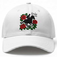 Vintage Jockey and Roses Horse Racing Graphic Baseball Cap Classic Derby Day Fan