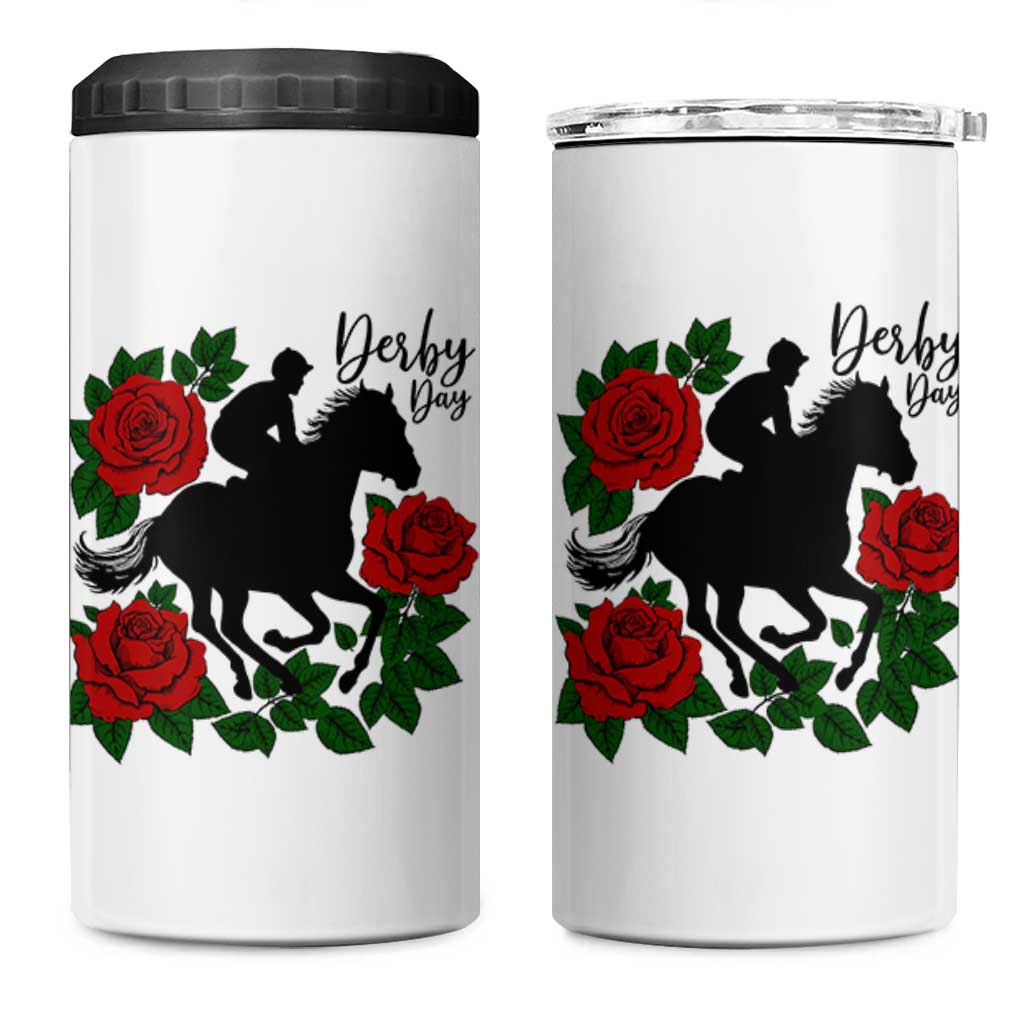 Vintage Jockey and Roses Horse Racing Graphic 4 in 1 Can Cooler Tumbler Classic Derby Day Fan