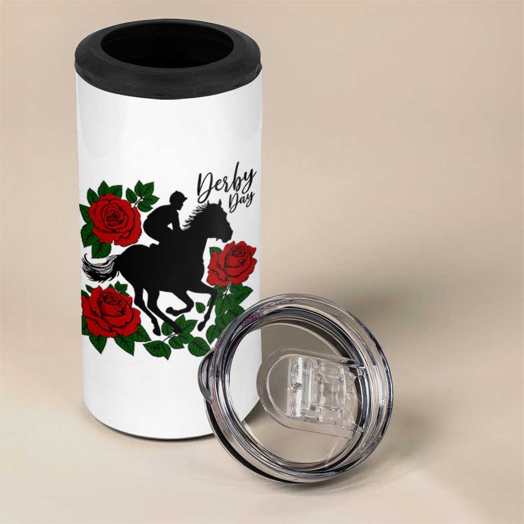 Vintage Jockey and Roses Horse Racing Graphic 4 in 1 Can Cooler Tumbler Classic Derby Day Fan
