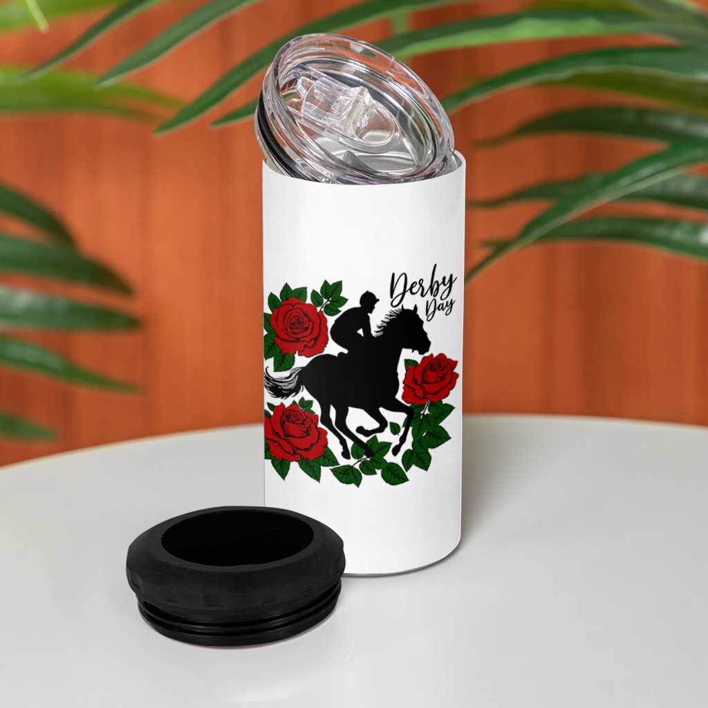 Vintage Jockey and Roses Horse Racing Graphic 4 in 1 Can Cooler Tumbler Classic Derby Day Fan