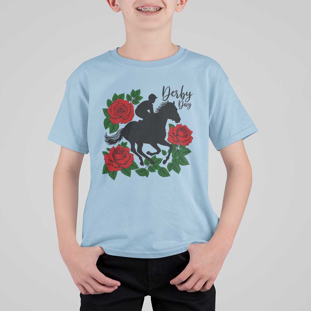 Vintage Jockey and Roses Horse Racing Graphic T Shirt For Kid Classic Derby Day Fan
