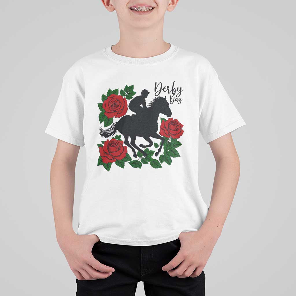 Vintage Jockey and Roses Horse Racing Graphic T Shirt For Kid Classic Derby Day Fan