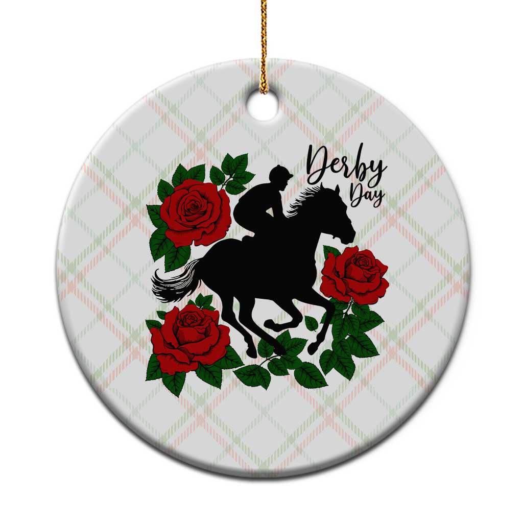 Vintage Jockey and Roses Horse Racing Graphic Ceramic Ornament Classic Derby Day Fan