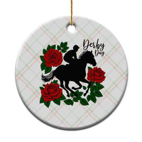 Vintage Jockey and Roses Horse Racing Graphic Ceramic Ornament Classic Derby Day Fan