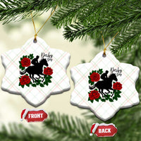 Vintage Jockey and Roses Horse Racing Graphic Ceramic Ornament Classic Derby Day Fan