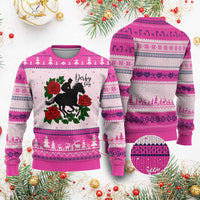 Vintage Jockey and Roses Horse Racing Graphic Ugly Christmas Sweater Classic Derby Day Fan
