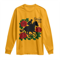 Vintage Jockey and Roses Horse Racing Graphic Long Sleeve Shirt Classic Derby Day Fan