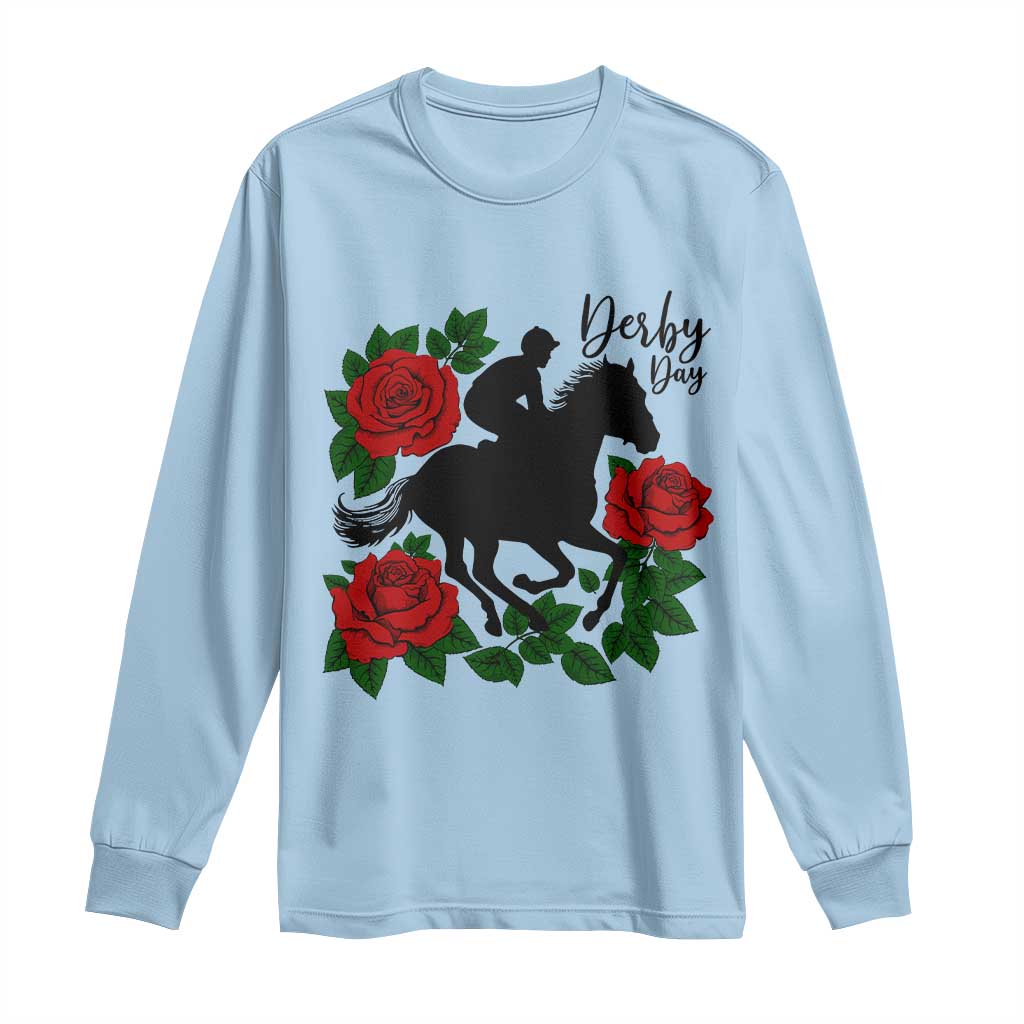 Vintage Jockey and Roses Horse Racing Graphic Long Sleeve Shirt Classic Derby Day Fan
