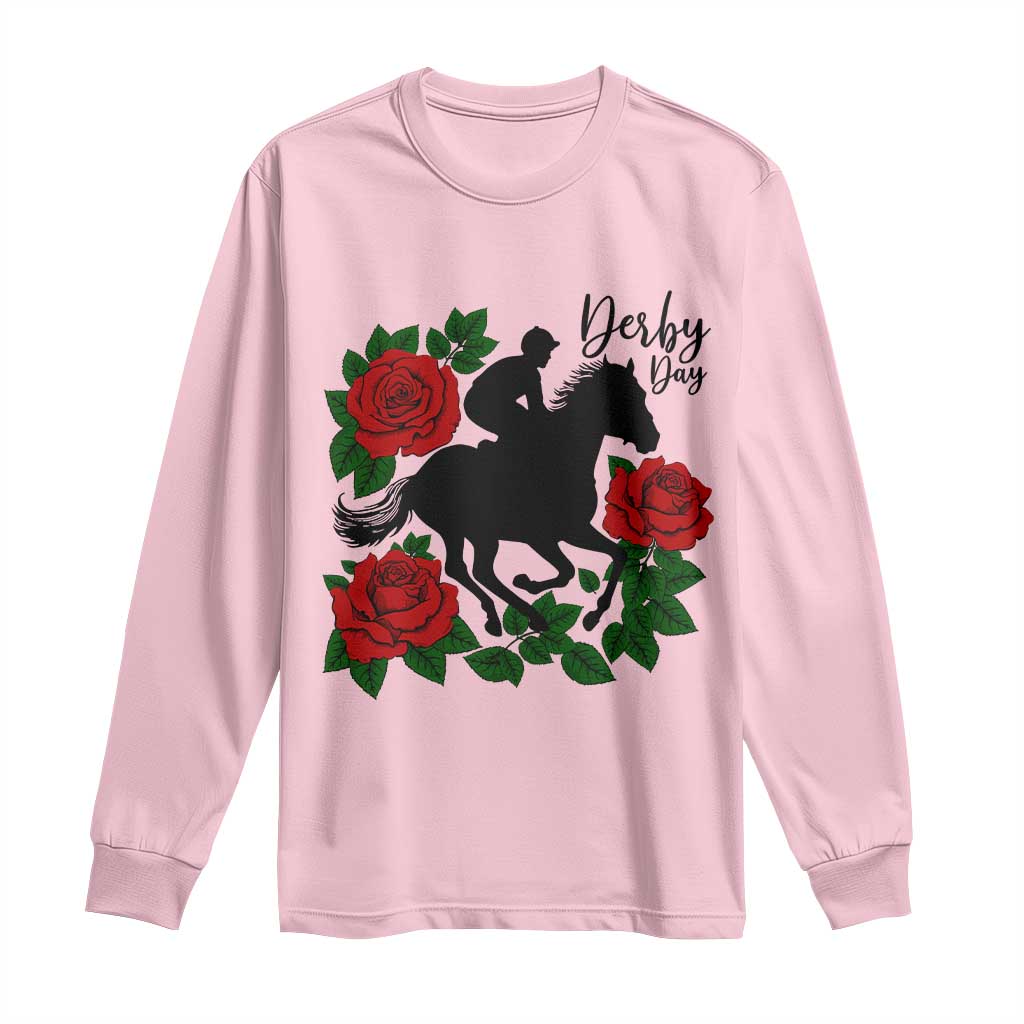Vintage Jockey and Roses Horse Racing Graphic Long Sleeve Shirt Classic Derby Day Fan