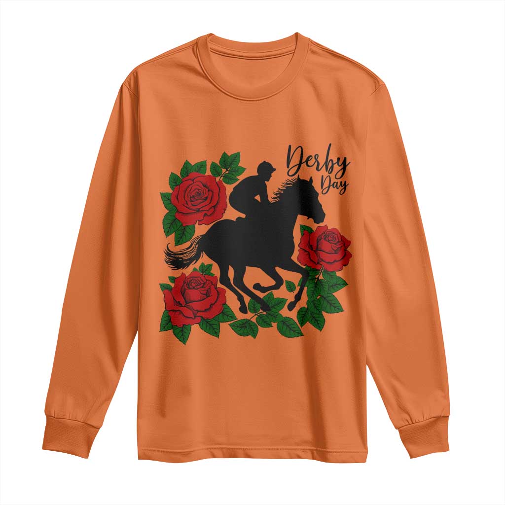 Vintage Jockey and Roses Horse Racing Graphic Long Sleeve Shirt Classic Derby Day Fan