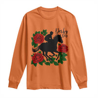 Vintage Jockey and Roses Horse Racing Graphic Long Sleeve Shirt Classic Derby Day Fan