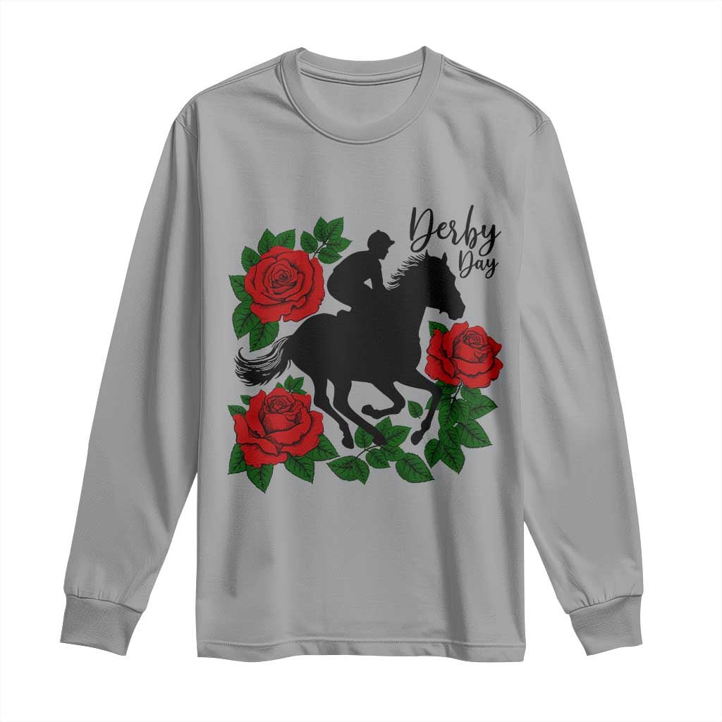 Vintage Jockey and Roses Horse Racing Graphic Long Sleeve Shirt Classic Derby Day Fan
