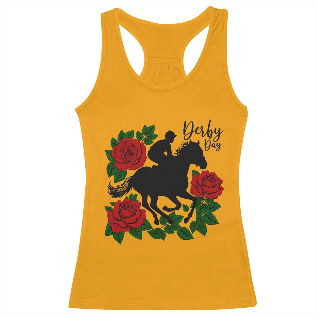 Vintage Jockey and Roses Horse Racing Graphic Racerback Tank Top Classic Derby Day Fan