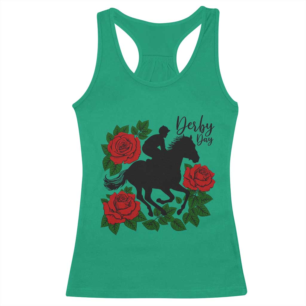 Vintage Jockey and Roses Horse Racing Graphic Racerback Tank Top Classic Derby Day Fan