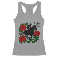 Vintage Jockey and Roses Horse Racing Graphic Racerback Tank Top Classic Derby Day Fan