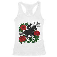 Vintage Jockey and Roses Horse Racing Graphic Racerback Tank Top Classic Derby Day Fan