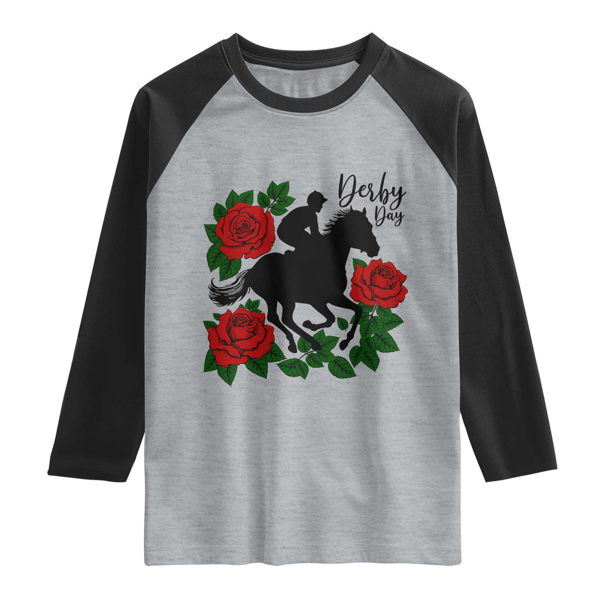 Vintage Jockey and Roses Horse Racing Graphic Raglan Shirt Classic Derby Day Fan