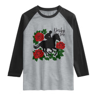 Vintage Jockey and Roses Horse Racing Graphic Raglan Shirt Classic Derby Day Fan