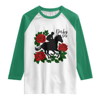 Vintage Jockey and Roses Horse Racing Graphic Raglan Shirt Classic Derby Day Fan